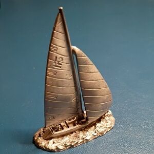 Spoontiques  Pewter Sailboat Vintage 1986 Nautical Lakes Sea Shore